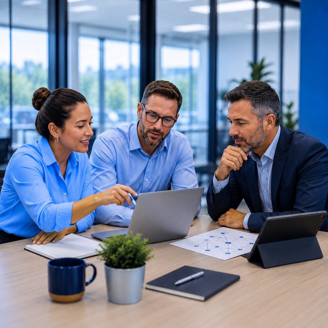 Dedicated IT team collaborating with business leaders on technology support