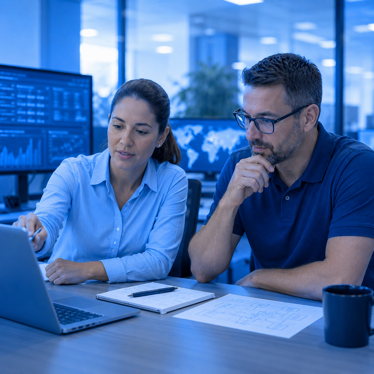 IT professionals reviewing a cybersecurity incident recovery plan